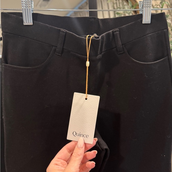 Quince Ultra Stretch Ponte Straight Leg Black Pants - Picture 4 of 7